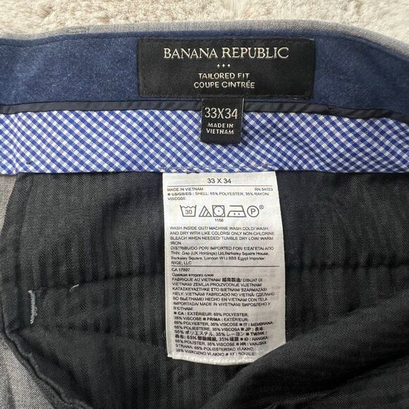 Banana Republic Dress Pants Mens 33x34 Gray Tailored Fit Viscose Lightweight - Picture 2 of 9